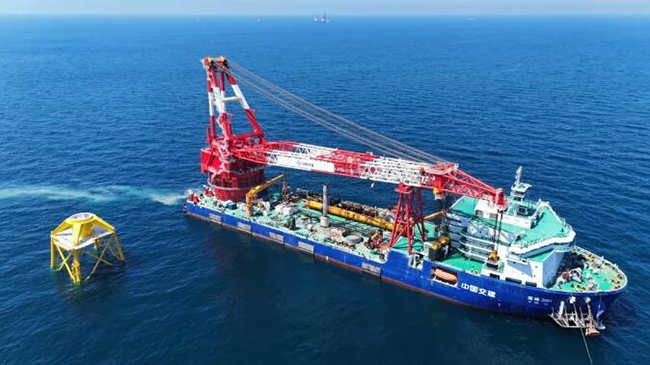 华能山东l场址海上风电项目导管架基础施工圆满完成